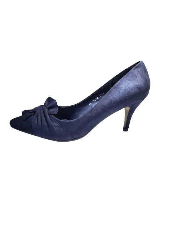 Women's dark blue suede heels