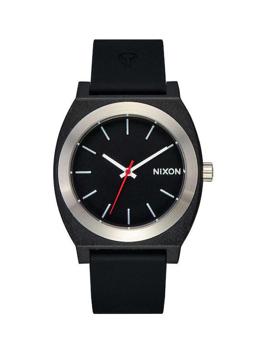 Nixon Time Teller OPP Ρολόι Μπαταρίας με Καουτσούκ Λουράκι σε Μαύρο χρώμα