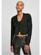 Short Women's Knitted Cardigan with Buttons Black