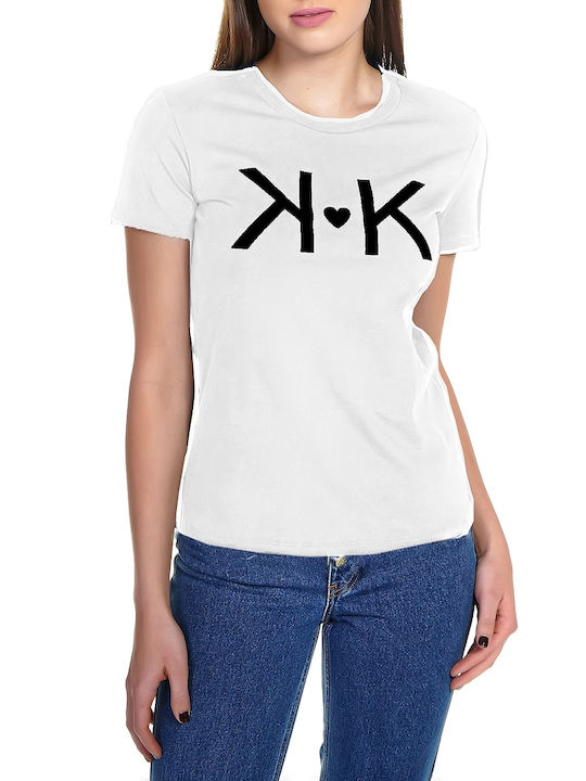 Kendall + Kylie Γυναικείο T-shirt Λευκό με Στάμπα