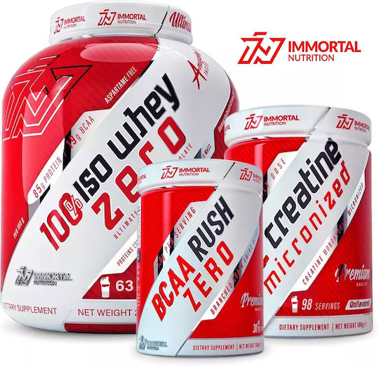 Immortal Nutrition 100% Iso Whey Zero 2000gr Erdbeere, BCAA Rush Zero 300gr Orange & Epic Creatine 500gr Nicht aromatisiert