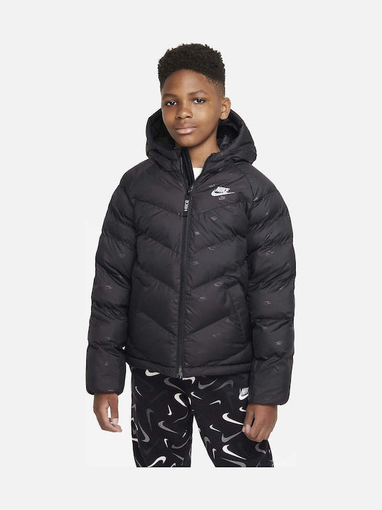 Kids' Sports Jacket Short with Hood Black Sportswear