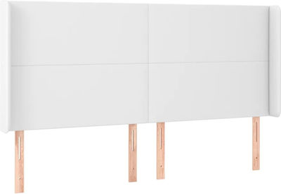 vidaXL Bed Headboard with Leatherette in White Color 163x23x118cm