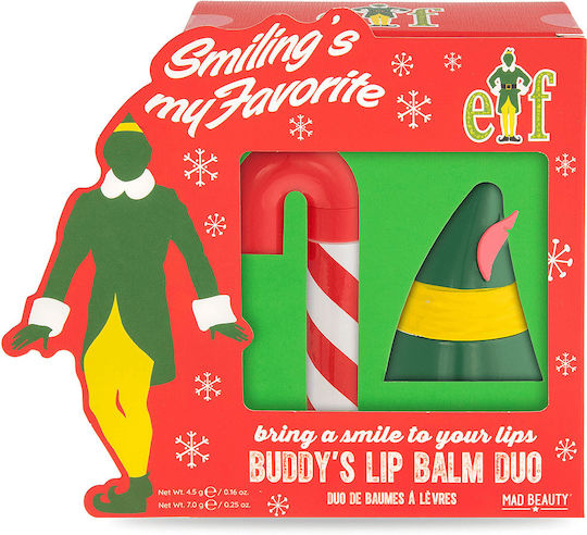 Mad Beauty Elf Hat & Cane Duo Set Lip Balsam Cireșe și mere