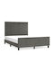 Double Fabric Upholstered Bed Dark Grey with Slats for Mattress 140x190cm