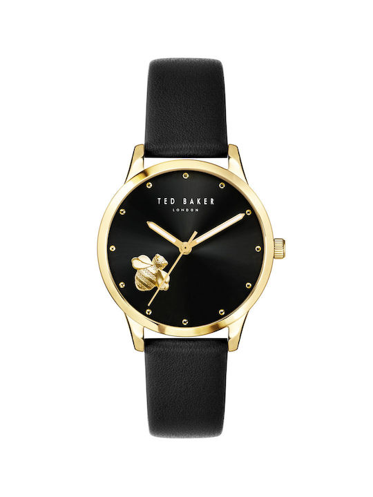 Ted Baker Fitzrovia Bumble Bee Watch with Black Leather Strap