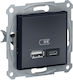 Schneider Electric Asfora Χωνευτή Πρίζα με 2 Θύ...