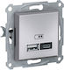 Schneider Electric Asfora Χωνευτή Πρίζα με 2 Θύ...