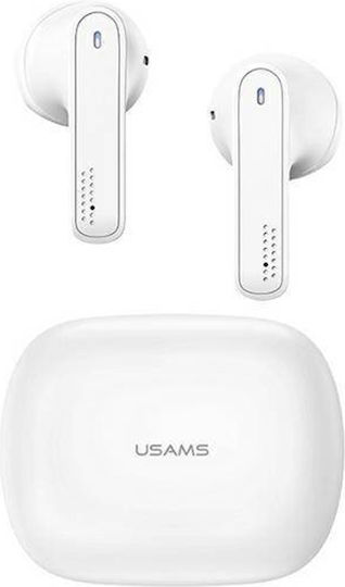 Usams BHUSM01 Earbud Bluetooth Handsfree Ακουστικά με Θήκη Φόρτισης White