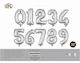 Set of 10 Balloons Foil Silver Jumbo Numbers 102cm