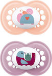 Mam Orthodontic Pacifiers Silicone Snail Turtle - Frog Pink - Purple for 6-16 months 2pcs