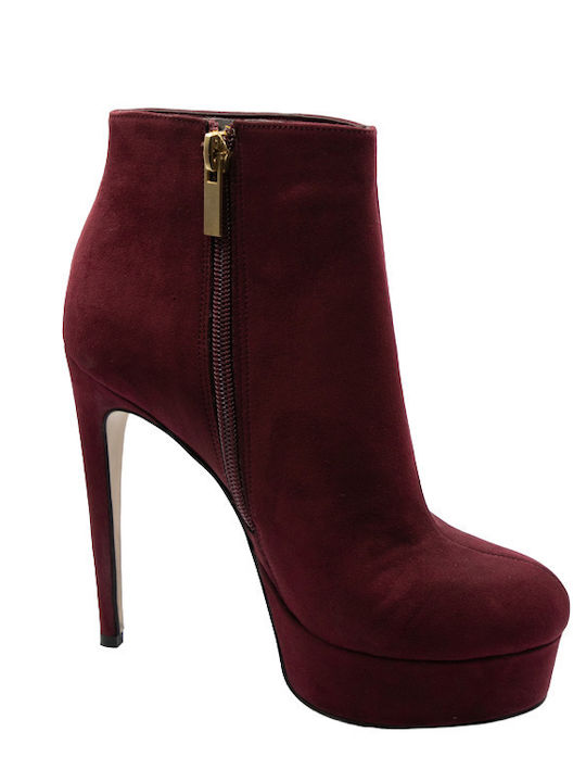 Wildleder Stiefeletten Damen Burgundisch