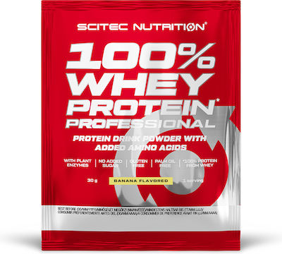 Scitec Nutrition 100% Whey Professional With Added Amino Acids Proteină din zer Gluten Free cu aromă de Banană 30gr