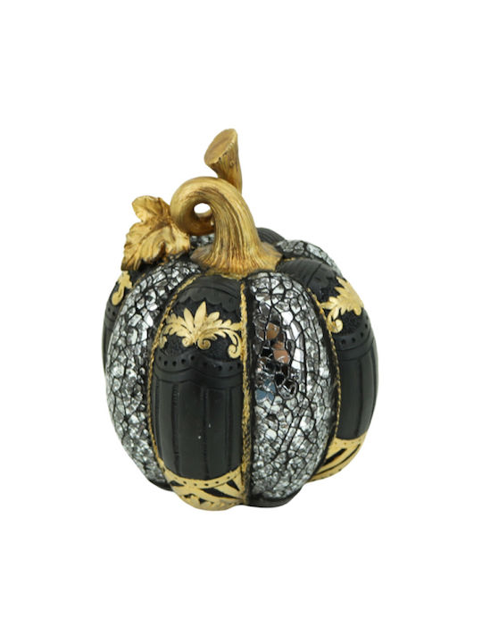 Καρβούνης Decorative Pumpkin made of Plastic Black - Gold - Silver 15x15x18.5cm 1pcs