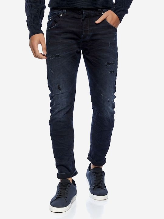 Men's Elastic Jeans Pants with Regular Fit Navy Blue