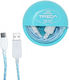 Treqa LED USB 2.0 Cable USB-C Male - USB-A Blue 1m