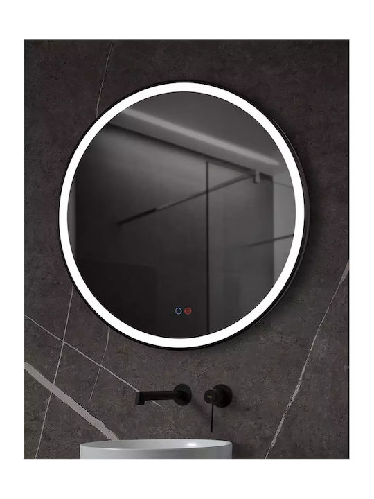 Imex Paris Runder Badezimmerspiegel LED 80x80cm Black Mat