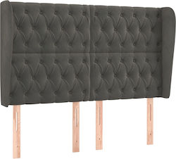 vidaXL Табла за Легло Текстил Тъмносив 163x128см