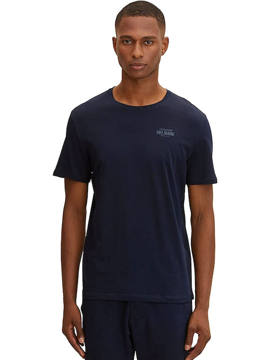 Tom Tailor Men's T-Shirt with Logo Sky Captain Blue