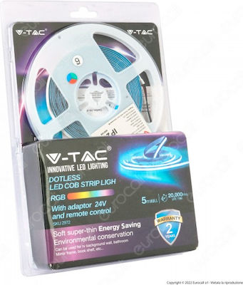 V-TAC Bandă LED Alimentare 24V RGB Lungime 5m și 422 LED-uri pe Metru cu Telecomandă