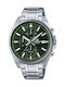 Casio Edifice Men's Watch 47mm Chronograph Battery with Silver Metal Bracelet