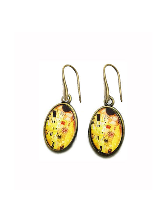 Oval earrings Klimt's oval Kiss earrings