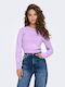 Only Women's Long Sleeve Crop Sweater Lilacc