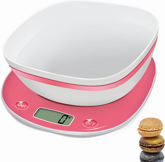 Terraillon Macaron 14669 Ψηφιακή Ζυγαριά Κουζίνας με Κάδο έως 5kg Ροζ