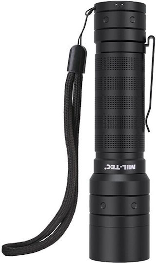 Mil-Tec Rechargeable Flashlight LED Waterproof IPX4 with Maximum Brightness 1000lm