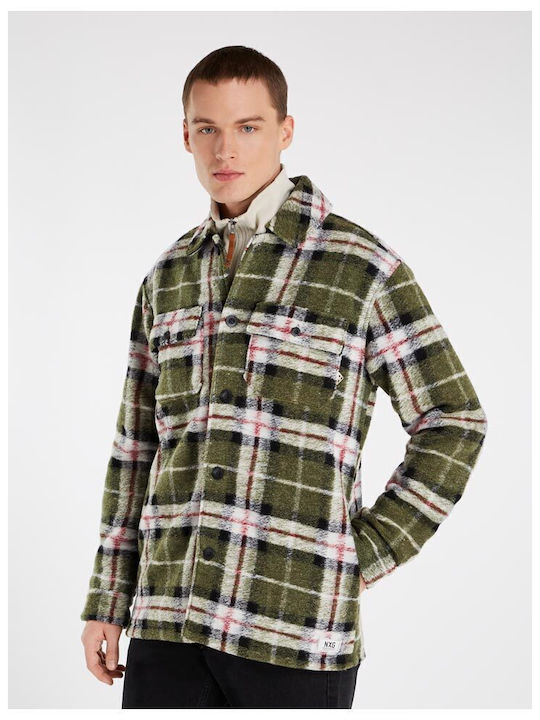 Дълъг Ръкав Overshirt Стандартна Кройка Каре Зелен