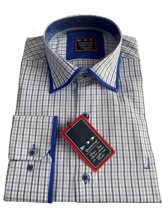 Domino Men's shirt plaid blue color