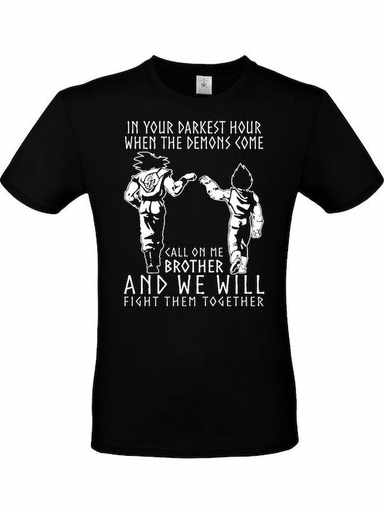 B&C T-shirt Dragon Ball Goku Brothers σε Μαύρο χρώμα