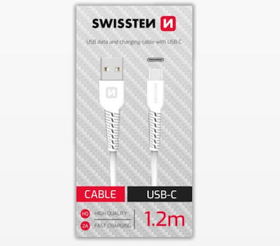 Swissten USB 2.0 Cable USB-C male - USB-A male Λευκό 1.2m (71506020)