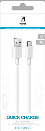 YOURZ USB 2.0 Cable USB-C Male - USB-A White 1m HW5A