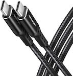 Axagon Braided USB 3.2 Cable USB-C male - USB-C male 60W Black 3m (BUCM3-CM30AB)