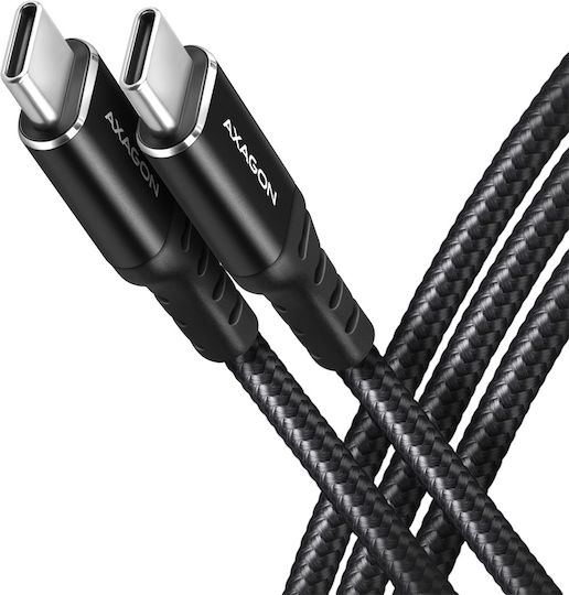Axagon Braided USB 2.0 Cable USB-C male - USB-C 60W Μαύρο 1m BUCM-CM10AB