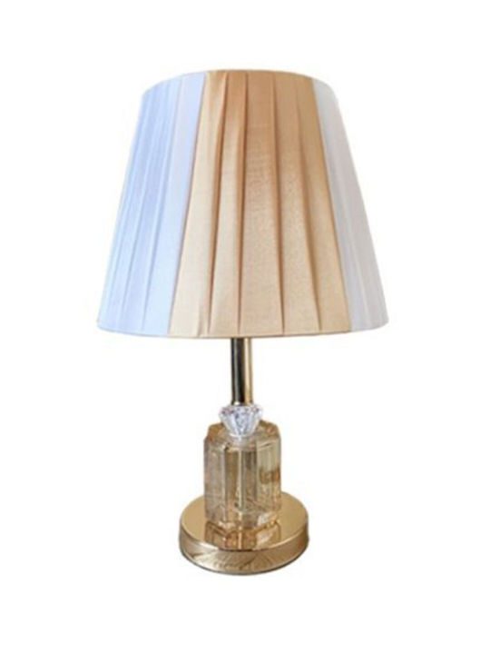 Kristall Vintage Tischlampe für Fassung E27 mit Gold Schirm und Basis