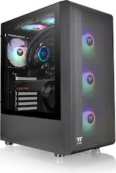 Thermaltake S200 TG Gaming Midi Tower Computer Case with RGB Lighting Black