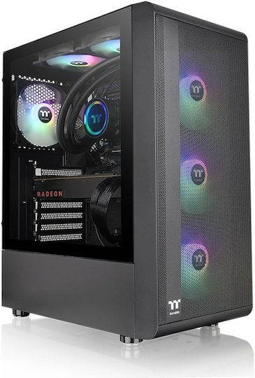 Thermaltake S200 TG Gaming Midi Tower Κουτί Υπολογιστή με Πλαϊνό Παράθυρο και RGB Φωτισμό Μαύρο
