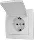 Lucas Single Flush Power Socket Waterproof with Lid White