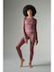 Winter Women's Cotton Blouse Long Sleeve with V Neckline Brown