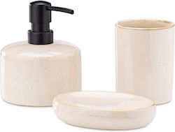 Navaris Badezimmer-Accessoire-Set Keramik Weiß 3Stück