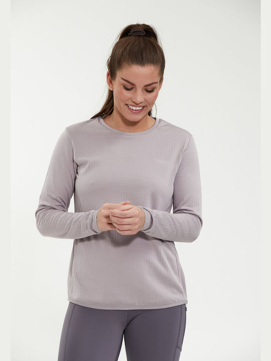 Endurance Μπλούζα L/S Leah Waffle Melange Loose Fit - 1126 Gull Gray