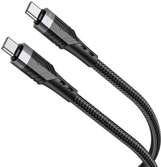 Borofone BU35 Exklusives Geflochtenes USB 2.0 Kabel USB-C männlich - USB-C 60W PD Schwarz 1,2m