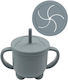 Baby Cloud Baby Cup with Handles and Straw made of Silicone Gray for 6m+m+