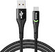 Mcdodo Magnificence CA-7960 Braided / LED USB 2.0 Cable USB-C male - USB-A male Μαύρο 1m