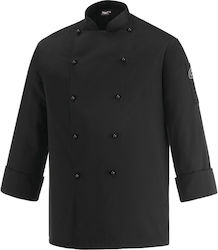 Bluse Koch Baumwolle Unisex Schwarz mit Langärmelig Tips