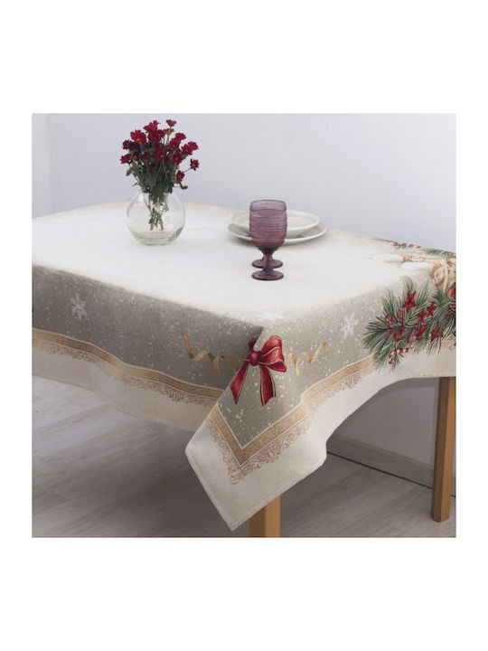 Weihnachts- Tischtuch Stoff Beige B220xL140cm. 1Stück