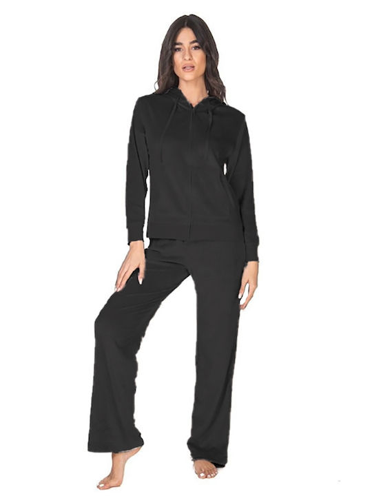 DKNY Winter Women's Pyjama Set Velvet Black