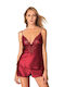 Milena by Paris Satin Babydoll Burgundy